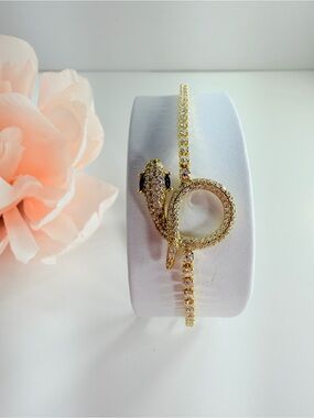 Gold Snake Crystal Bracelet - Women Jewelry#Stainless steel#Nickel free